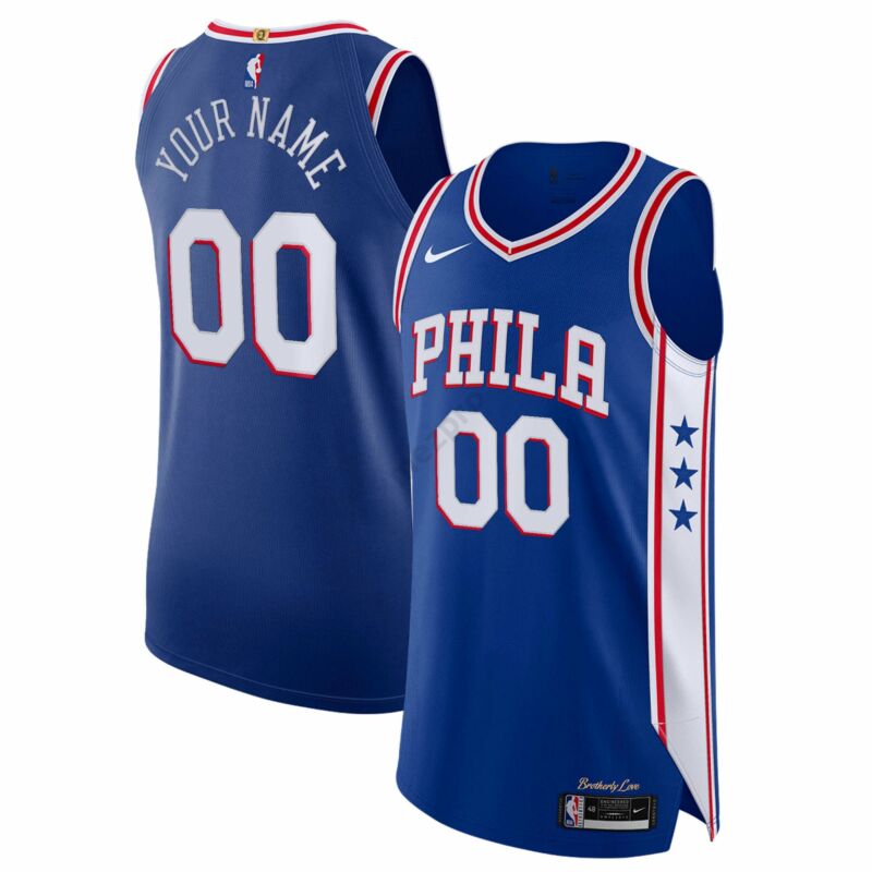Philadelphia 76ers kék kosárlabda mez (egyedi névvel és számmal) - Férfi